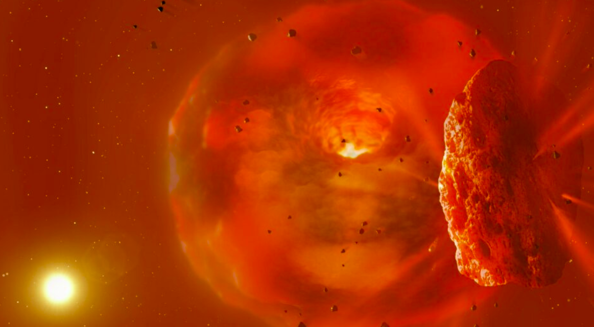 Astronomers have fortuitously recorded the first-ever instance of a planet collision.